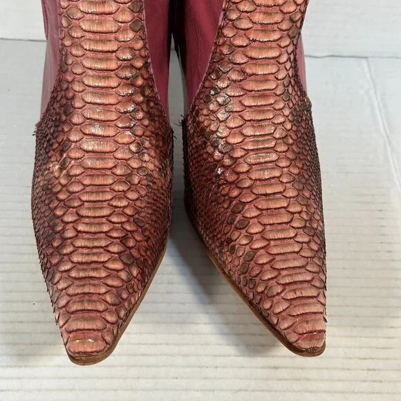 LADIES SIZE 10 - RED PYTHON BOOTS - Picture 5 of 16